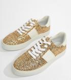 Asos Design Drizzle Lace Up Sneakers - Gold