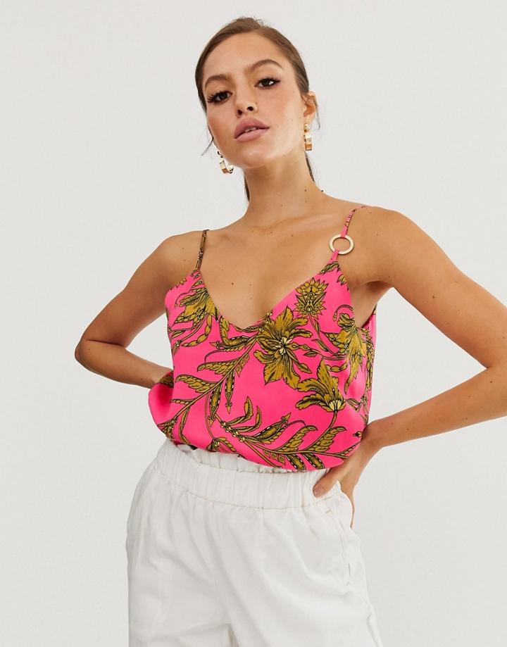 River Island Cami With Ring Detail In Pink