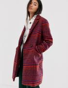 Only Oversized Check Coat-red