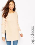 Asos Petite Long Line Sweater With Contrast Cuff Detail