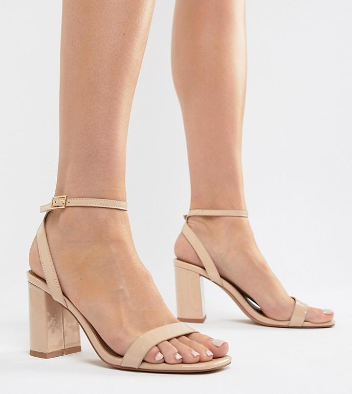 Asos Design Hong Kong Barely There Block Heeled Sandals In Warm Beige
