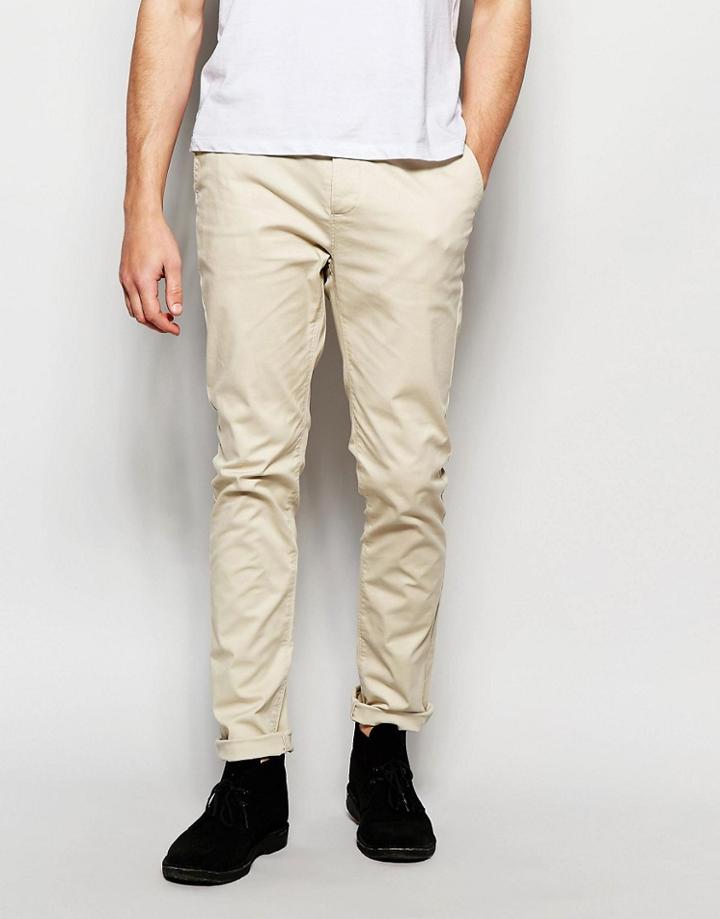 Asos Skinny Chinos In Beige - Cement Marl