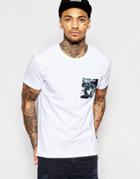 Jaded London T-shirt With Contrast Floral Pocket - White