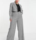 Extro & Vert Plus Super Wide Leg Pants In Dogtooth Check-black