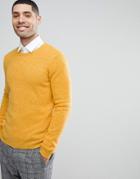 Asos Lambswool Sweater In Mustard Twist - Beige