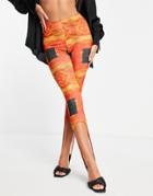 Public Desire Stirrup Leggings In Red Scarf Print-multi