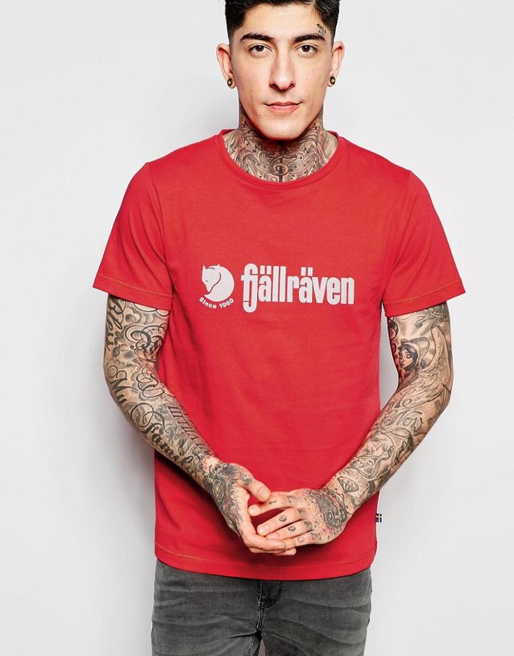 Fjallraven T-shirt With Retro Logo - Red