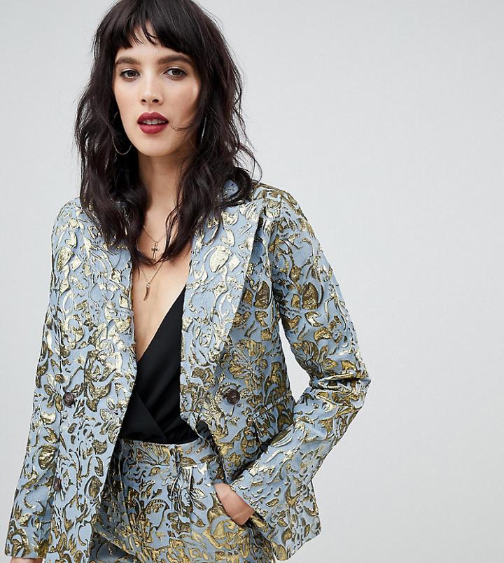 Dusty Daze Jacquard Longline Blazer Two-piece - Gold