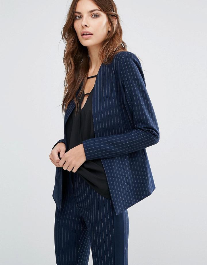 Y.a.s Penno Blazer In Pinstripe - Navy