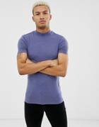 Asos Design Muscle Fit Jersey Turtleneck In Blue