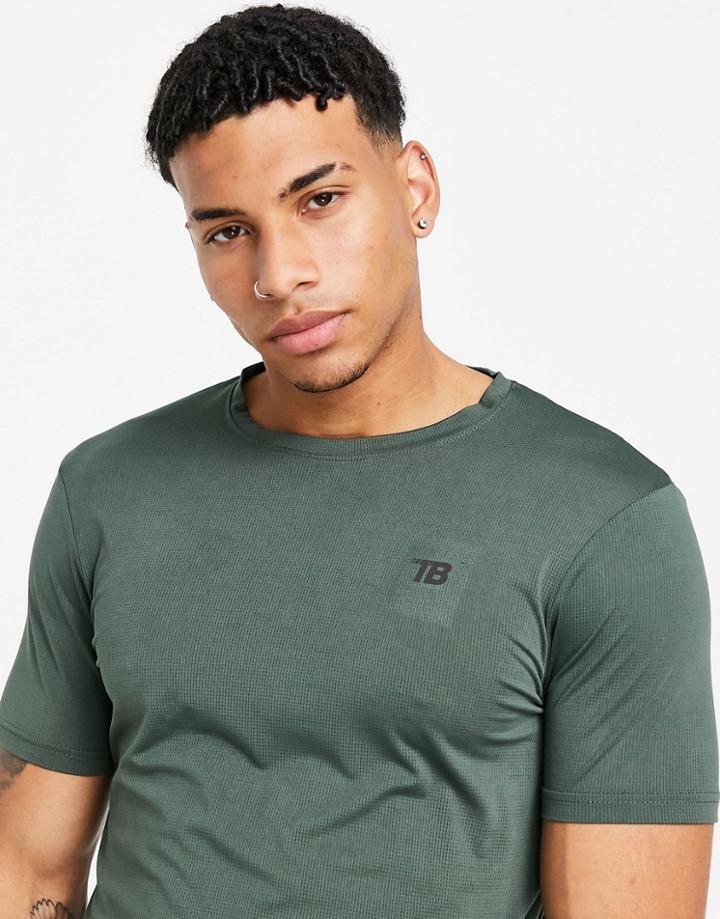 Threadbare Active Training T-shirt In Khaki-green