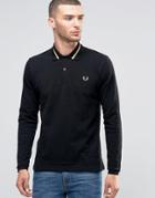Fred Perry Laurel Wreath Ls Polo Shirt Single Tipped Pique In Slim Fit - Black