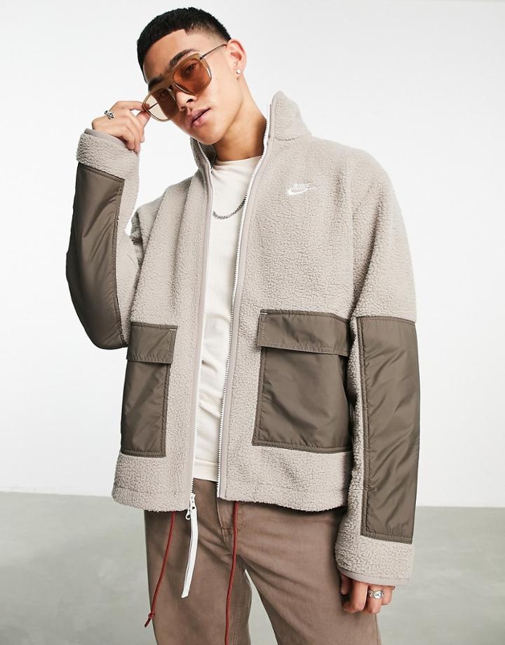 Nike Sport Essentials Full-zip Sherpa Fleece Jacket In Gray