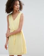 Vila Belted Drawstring Dress - Yellow
