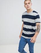 Abercrombie & Fitch Bold Rugby Stripe Icon Logo T-shirt In Navy/gray Marl - Gray