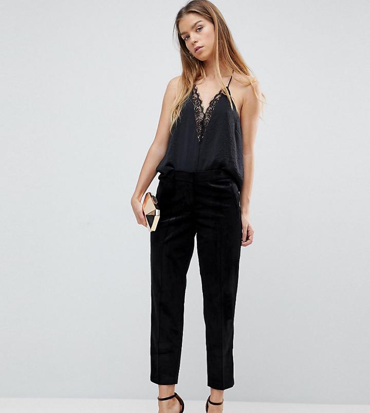 Asos Petite Premium Velvet Tux Pants - Black
