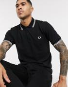 Fred Perry Twin Tipped Logo Polo In Black