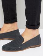 Asos Loafers In Woven Navy Suede With Tassel Detail - Navy