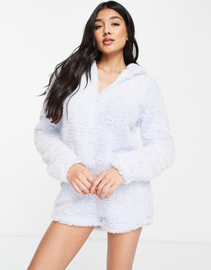 Loungeable Romper Lounge Romper Snow Tipped Faux Fur In Blue