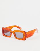 Jeepers Peepers Square Sunglasses In Flame Orange