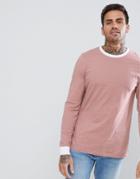 Asos Long Sleeve T-shirt With Contrast Cuff And Collar - Multi