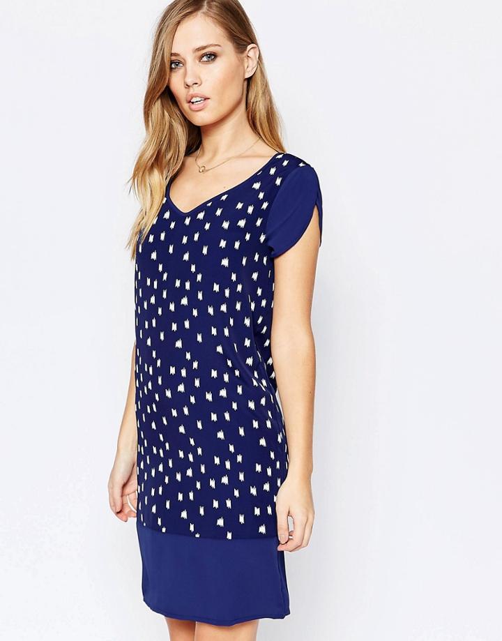 Sisley Shortsleeve Dress In Blue Print - Blue