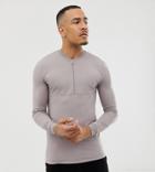 Asos Design Tall Muscle Sweatshirt With Half Zip In Gray