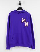 Mennace Hoodie In Blue With Collegiate Embroidery-blues