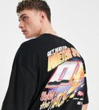 Bershka Oversized Printed Racing Car T-shirt In Black