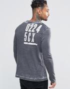 Asos Long Sleeve T-shirt With Burnout Print - Gray