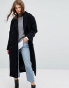 Weekday Press Collection Wool Coat With Shoulder Detail - Navy