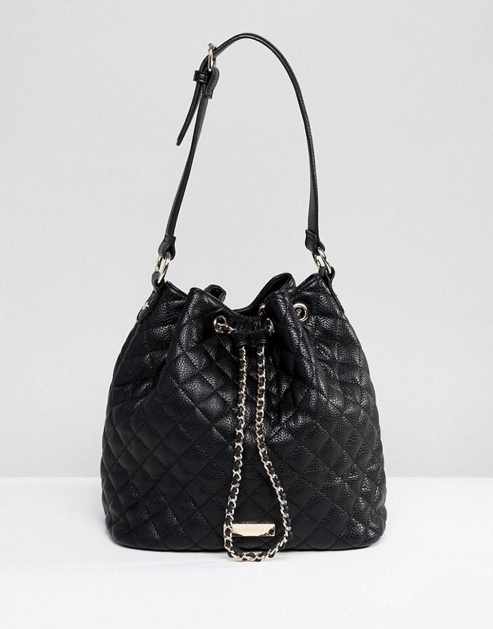 Carvela Quilted Across Body Bucket Bag - Black
