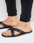 Armani Jeans Logo Cross Over Flip Flops In Navy - Navy