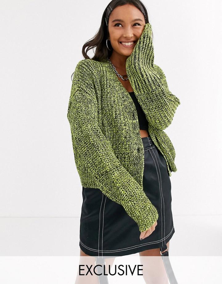 Collusion Cropped Cardigan In Space Dye Yarn