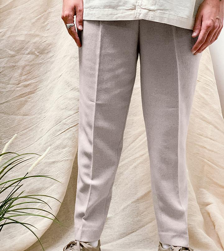 Asos Design Tapered Wool Mix Pants In Stone-neutral