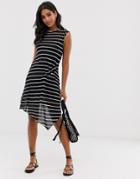 Allsaints Duma Jersey Stripe Midi Dress-black