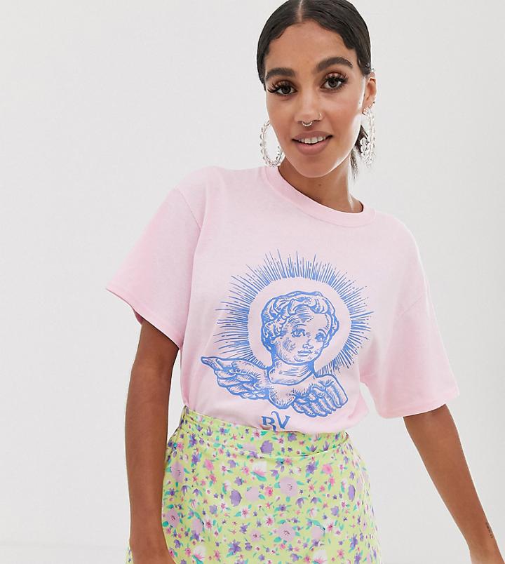 Reclaimed Vintage Inspired T-shirt With Cherub Print - Pink