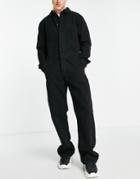 Topman Denim Boiler Suit In Black Twill