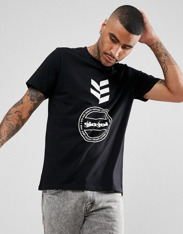 Gio Goi T-shirt With Logo Print In Black - Black