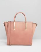 Asos Wing Tote Bag With Metal Fitting - Pink