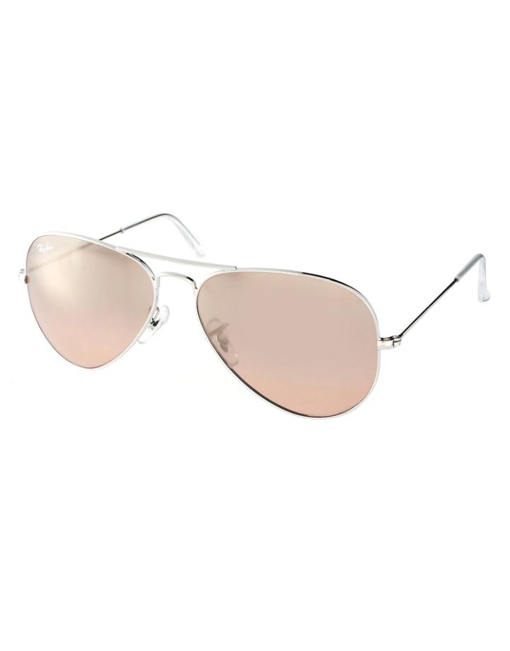 Ray-ban Silver & Pink Large Aviator Sunglasses