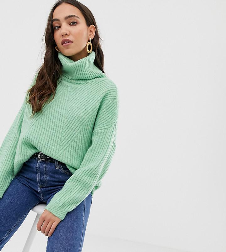 Stradivarius Oversized Turtleneck Sweater In Green