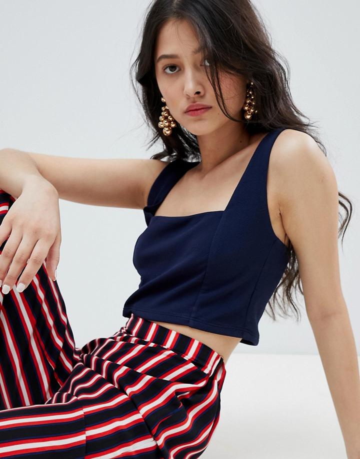 Oh My Love Pinafore Crop Top - Navy