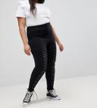 New Look Curve Lace Up Front Skinny Jeans - Black