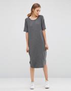 Just Female Gilli Long T-shirt Dress - Gray