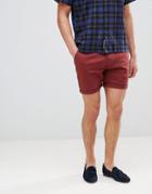 Process Black Peached Cotton Chino Shorts - Red