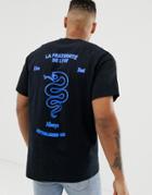 Boohooman Oversized T-shirt With Snake Print In Black - Black