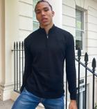 Brave Soul Tall Cotton Half Zip Funnel Neck Knit Sweater-black