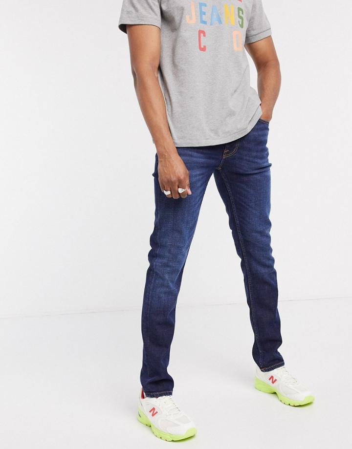 Nudie Jeans Co Lean Dean Slim Tapered Fit Jeans In Dark Deep Worn-blues