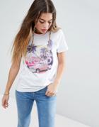 Asos T-shirt In Tropical Postcard Print - White